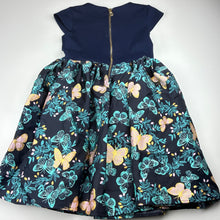 Load image into Gallery viewer, Girls H&amp;M, lined navy party dress, butterflies, EUC, size 7-8, L: 66cm