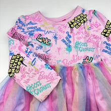 Load image into Gallery viewer, Girls Barbie, spliced tulle dress, marks on sleeves, FUC, size 5, L: 63cm