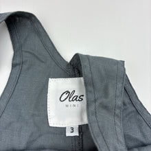 Load image into Gallery viewer, Unisex Olas MINI, grey linen shortalls, EUC, size 3,  