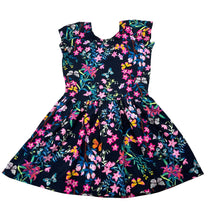 Load image into Gallery viewer, Girls Bonds, navy floral stretchy dress, EUC, size 1, L: 44cm