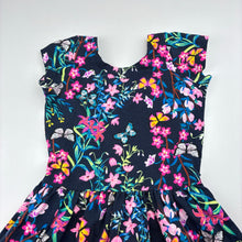 Load image into Gallery viewer, Girls Bonds, navy floral stretchy dress, EUC, size 1, L: 44cm