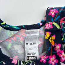 Load image into Gallery viewer, Girls Bonds, navy floral stretchy dress, EUC, size 1, L: 44cm