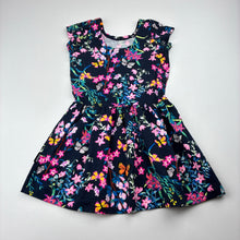 Load image into Gallery viewer, Girls Bonds, navy floral stretchy dress, EUC, size 1, L: 44cm