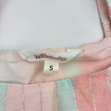 Load image into Gallery viewer, Girls Milkshake, cotton lined striped dress, light marks, FUC, size 5, L: 63cm