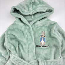 Load image into Gallery viewer, Unisex Beatrix Potter , Peter Rabbit embroidered dressing gown / bath robe, EUC, size 1,  