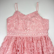 Load image into Gallery viewer, Girls SAFFRON &amp; CLOVER, lined pink cotton lace party / formal dress, NEW, size 14, L: 84cm