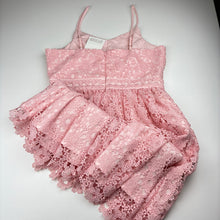 Load image into Gallery viewer, Girls SAFFRON &amp; CLOVER, lined pink cotton lace party / formal dress, NEW, size 14, L: 84cm