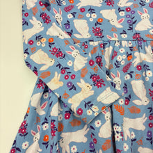 Load image into Gallery viewer, Girls Anko, cotton long sleeve dress, rabbits, marks back right sleeve, FUC, size 4, L: 54cm