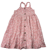 Load image into Gallery viewer, Girls KID, pink floral linen / viscose summer dress, EUC, size 6, L: 65cm