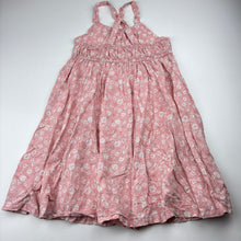 Load image into Gallery viewer, Girls KID, pink floral linen / viscose summer dress, EUC, size 6, L: 65cm