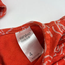 Load image into Gallery viewer, Girls Anko, orange cotton casual dress, GUC, size 4, L: 52cm