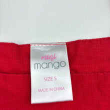 Load image into Gallery viewer, Girls Mango, red linen / viscose dress, EUC, size 5, L: 58cm
