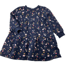 Load image into Gallery viewer, Girls Anko, fleece lined navy floral sweater dress, GUC, size 4, L: 49cm
