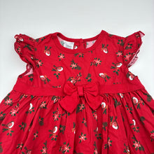 Load image into Gallery viewer, Girls Ollie's Place, lightweight cotton Christmas dress, EUC, size 2, L: 45cm