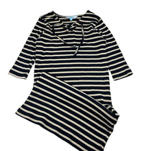 Load image into Gallery viewer, Girls Tilii, stretchy ribbed metallic stripe dress, EUC, size 10, L: 66cm