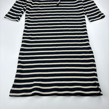 Load image into Gallery viewer, Girls Tilii, stretchy ribbed metallic stripe dress, EUC, size 10, L: 66cm