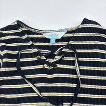 Load image into Gallery viewer, Girls Tilii, stretchy ribbed metallic stripe dress, EUC, size 10, L: 66cm