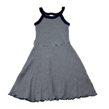 Load image into Gallery viewer, Girls Target, navy &amp; white stretchy ribbed dress, GUC, size 5, L: 58cm