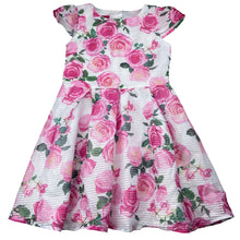 Load image into Gallery viewer, Girls Barbie, lined lightweight floral party dress, GUC, size 5, L: 62cm