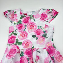 Load image into Gallery viewer, Girls Barbie, lined lightweight floral party dress, GUC, size 5, L: 62cm