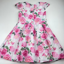Load image into Gallery viewer, Girls Barbie, lined lightweight floral party dress, GUC, size 5, L: 62cm