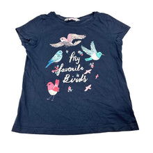 Load image into Gallery viewer, Girls H&amp;M, navy cotton tee / top, birds, FUC, size 7-8,  