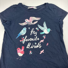 Load image into Gallery viewer, Girls H&amp;M, navy cotton tee / top, birds, FUC, size 7-8,  
