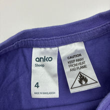 Load image into Gallery viewer, Girls Anko, purple cotton pyjama top, unicorn, GUC, size 4,  