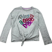 Load image into Gallery viewer, Girls Nutmeg, cotton long sleeve tie front top, sequins, GUC, size 4-5,  