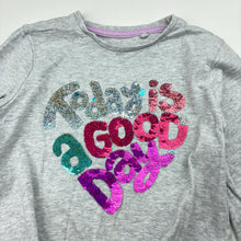 Load image into Gallery viewer, Girls Nutmeg, cotton long sleeve tie front top, sequins, GUC, size 4-5,  