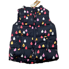Load image into Gallery viewer, Girls Cotton On, navy puffer vest / jacket, raindrops, NEW, size 8,  