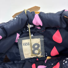 Load image into Gallery viewer, Girls Cotton On, navy puffer vest / jacket, raindrops, NEW, size 8,  