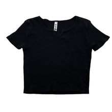 Load image into Gallery viewer, Girls KID, black ribbed cotton tee / top, GUC, size 12,  