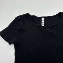 Load image into Gallery viewer, Girls KID, black ribbed cotton tee / top, GUC, size 12,  
