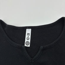 Load image into Gallery viewer, Girls KID, black ribbed cotton tee / top, GUC, size 12,  