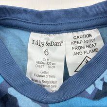 Load image into Gallery viewer, Boys Lily &amp; Dan, cotton long sleeve pyjama top, dinosaurs, EUC, size 6,  