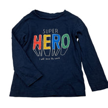 Load image into Gallery viewer, Boys M&amp;S, navy cotton long sleeve tee / top, GUC, size 2-3,  