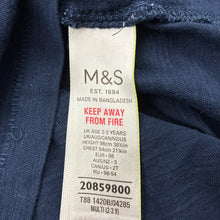 Load image into Gallery viewer, Boys M&amp;S, navy cotton long sleeve tee / top, GUC, size 2-3,  