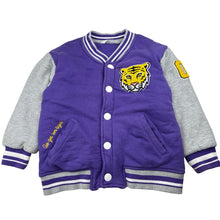 Load image into Gallery viewer, Boys Milkshake, wadded varsity style jacket, tiger, no size, armpit to armpit: 35cm, shoulder to cuff: 33cm, FUC, size 3,  