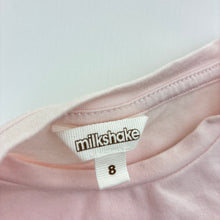 Load image into Gallery viewer, Girls Milkshake, embroidered stretchy long sleeve top, mark lower front, FUC, size 8,  