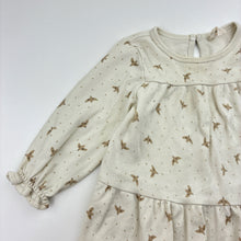 Load image into Gallery viewer, Girls QUINCY MAE, organic cotton long sleeve dress, birds, FUC, size 0, L: 35cm
