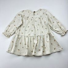 Load image into Gallery viewer, Girls QUINCY MAE, organic cotton long sleeve dress, birds, FUC, size 0, L: 35cm