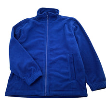 Load image into Gallery viewer, Unisex SCHOOL ZONE, blue fleece zip up sweater / jacket, GUC, size 8,  