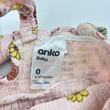 Load image into Gallery viewer, Girls Anko, floral cotton summer dress, mark lower front, FUC, size 0, L: 40cm