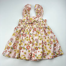 Load image into Gallery viewer, Girls Anko, floral cotton summer dress, mark lower front, FUC, size 0, L: 40cm