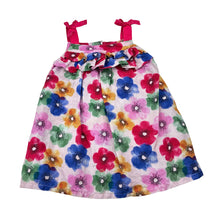 Load image into Gallery viewer, Girls Sprout, colourful floral linen / cotton summer dress, GUC, size 0, L: 40cm