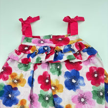 Load image into Gallery viewer, Girls Sprout, colourful floral linen / cotton summer dress, GUC, size 0, L: 40cm