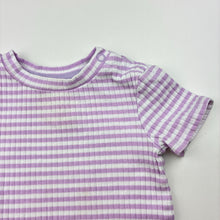 Load image into Gallery viewer, Girls Dymples, purple &amp; white stripe ribbed tee / top, FUC, size 0,  