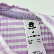 Load image into Gallery viewer, Girls Dymples, purple &amp; white stripe ribbed tee / top, FUC, size 0,  