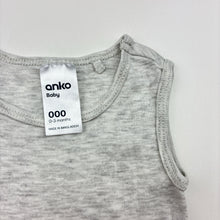 Load image into Gallery viewer, Unisex Anko, grey marle singletsuit / romper, EUC, size 000,  